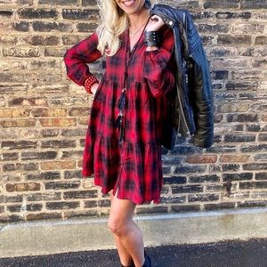 Grunge black and red plaid dress